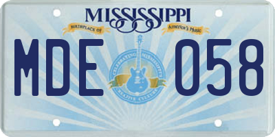MS license plate MDE058