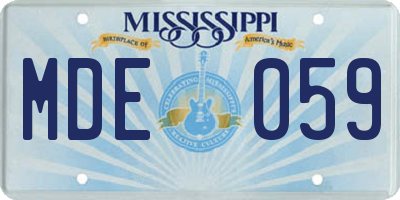 MS license plate MDE059