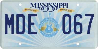 MS license plate MDE067