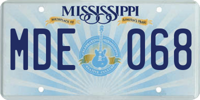 MS license plate MDE068