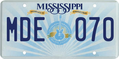MS license plate MDE070
