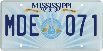 MS license plate MDE071