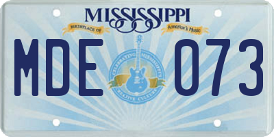 MS license plate MDE073