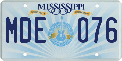 MS license plate MDE076
