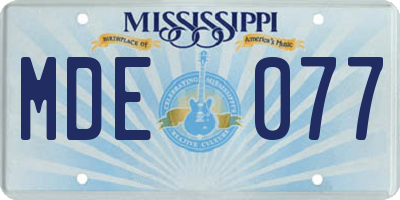 MS license plate MDE077