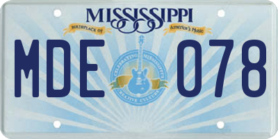 MS license plate MDE078