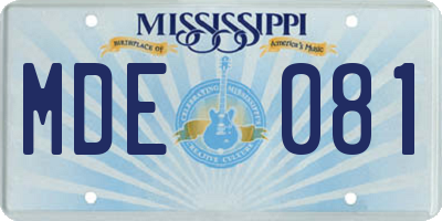 MS license plate MDE081