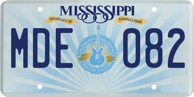 MS license plate MDE082