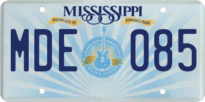MS license plate MDE085