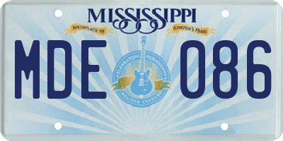 MS license plate MDE086