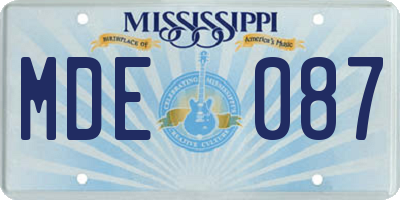 MS license plate MDE087