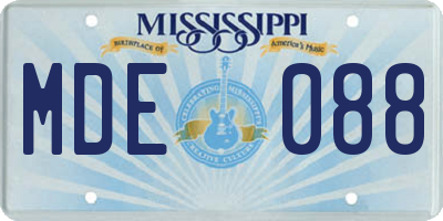 MS license plate MDE088