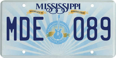 MS license plate MDE089