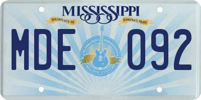 MS license plate MDE092
