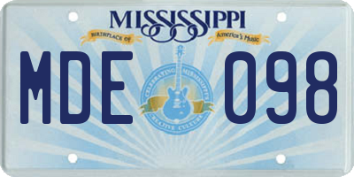 MS license plate MDE098