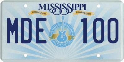 MS license plate MDE100