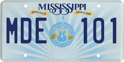 MS license plate MDE101