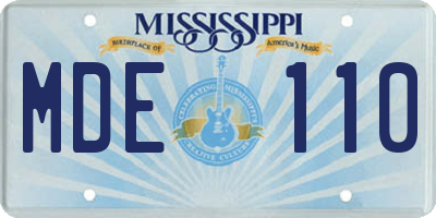 MS license plate MDE110