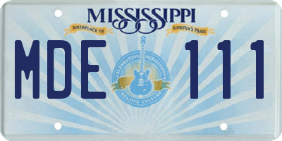 MS license plate MDE111