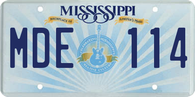 MS license plate MDE114