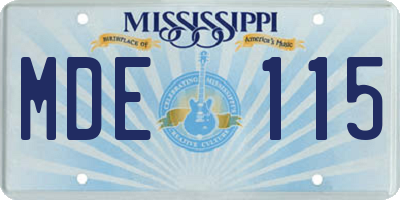 MS license plate MDE115
