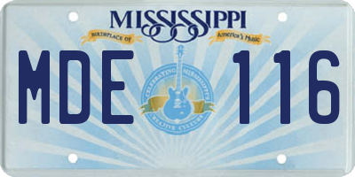 MS license plate MDE116