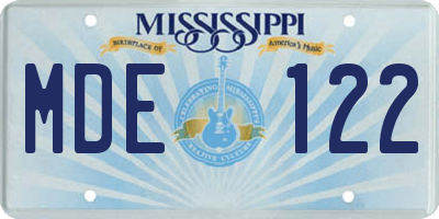 MS license plate MDE122