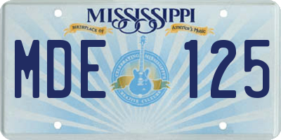 MS license plate MDE125