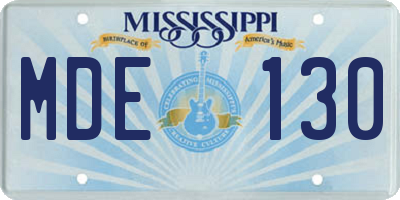 MS license plate MDE130