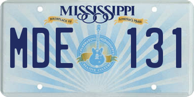 MS license plate MDE131