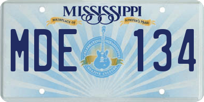 MS license plate MDE134