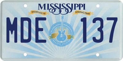 MS license plate MDE137