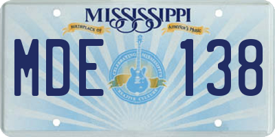 MS license plate MDE138