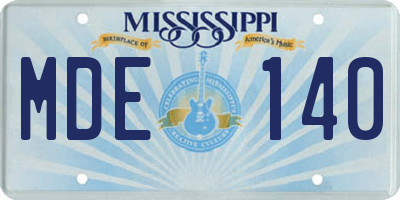MS license plate MDE140