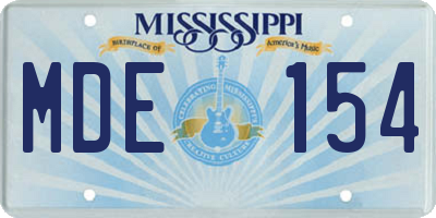 MS license plate MDE154