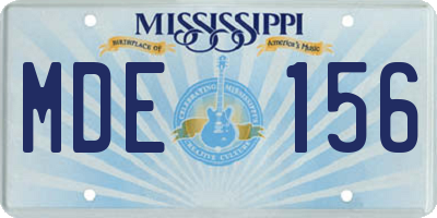 MS license plate MDE156