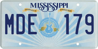 MS license plate MDE179