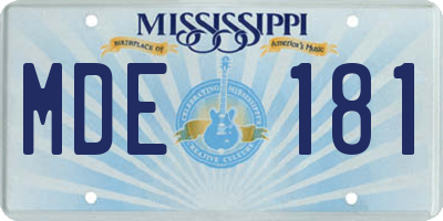MS license plate MDE181