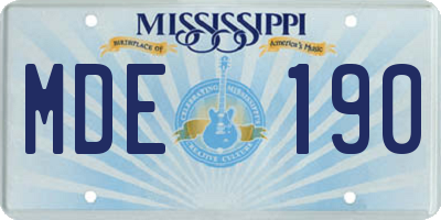 MS license plate MDE190