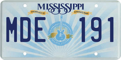 MS license plate MDE191