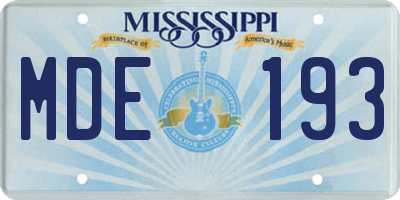 MS license plate MDE193