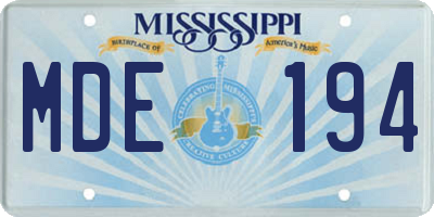 MS license plate MDE194