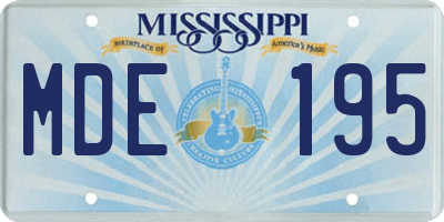 MS license plate MDE195