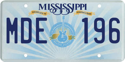 MS license plate MDE196