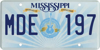 MS license plate MDE197