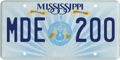 MS license plate MDE200