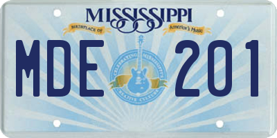 MS license plate MDE201