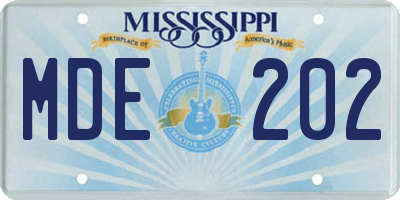 MS license plate MDE202