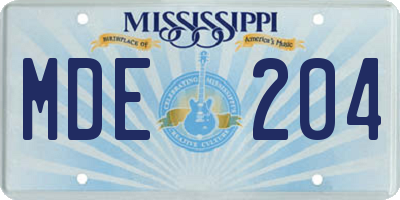 MS license plate MDE204