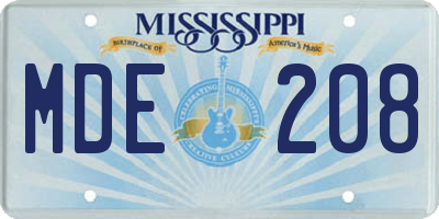 MS license plate MDE208